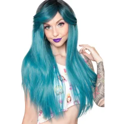Cheap Dark Roots Turquoise Wig Wigs