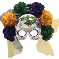 Hot Day Of The Dead Veil Half Mask Masquerade