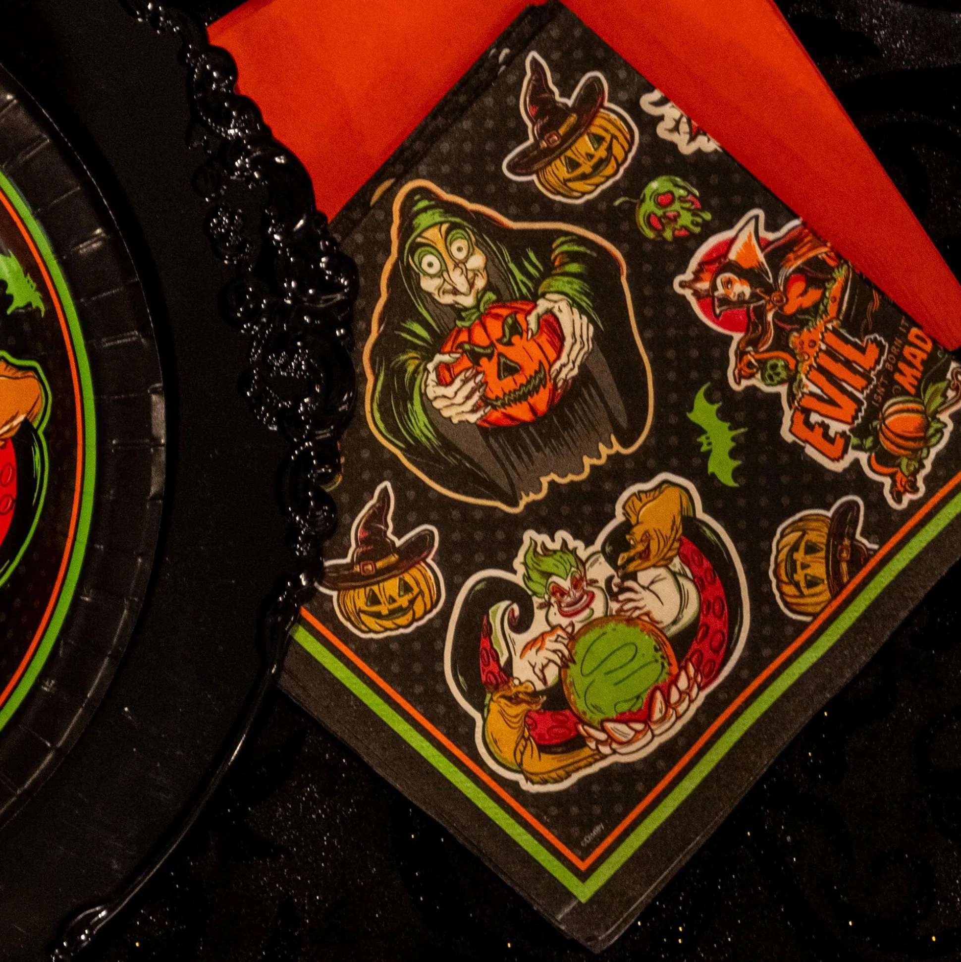 Party City Disney Villains Halloween Paper Lunch Napkins, 6.5In, 36Ct| Tableware & Serveware