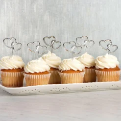 Fashion Double Heart Party Picks 12Ct Cupcake Decorations & Picks