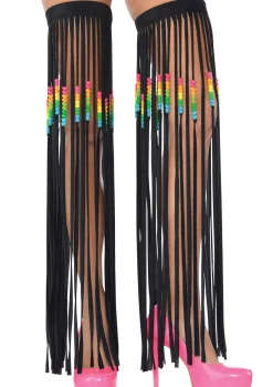 Online Electric Party Fringe Leg Warmers Tights