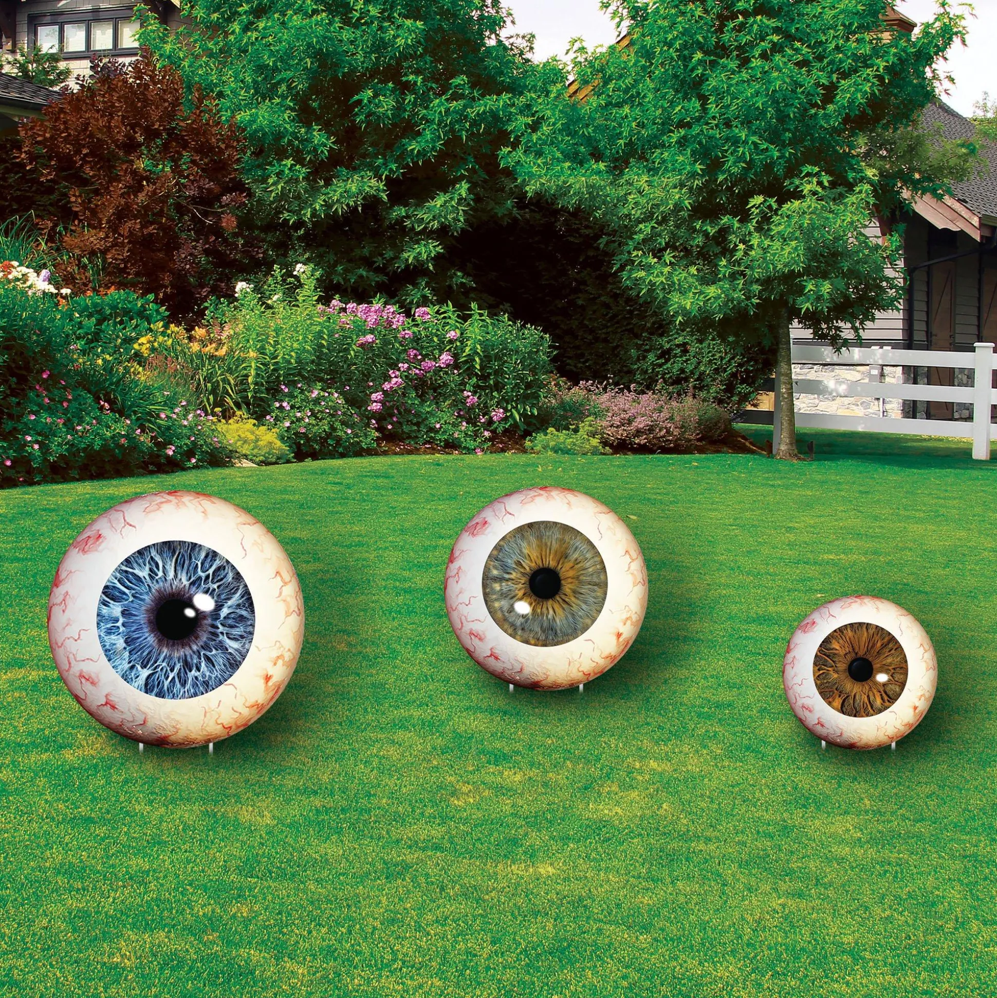 Party City Eyes On You Plastic & Metal Yard Sign Set, 3Pc| Decorations