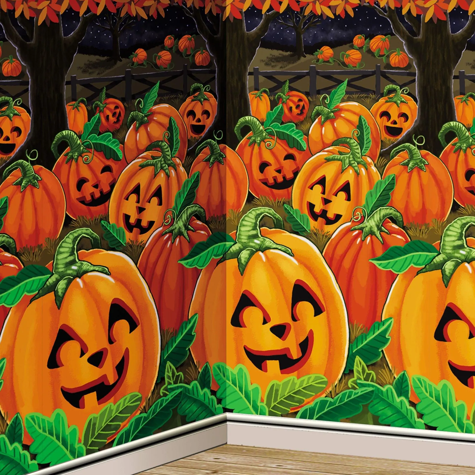 Party City Family Friendly Pumpkin Patch Plastic Scene Setter Room Roll, 40Ft| Decorations
