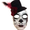Discount Feathered Hat Calavera Day Of The Dead Mask Masquerade