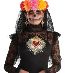 Sale Floral Black Lace Veil - Day Of The Dead Hats