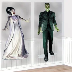 Party City Frankenstein & Bride Of Frankenstein Plastic Scene Setter Add-Ons, 2.8Ft X 5.4In, 2Ct - Universal Classic Monsters| Decorations