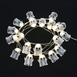 Party City Friendly Ghost Halloween Led Plastic String Lights, 20 Bulbs, 6.3Ft| Strobe Lights & Black Lights