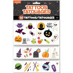 Party City Friendly Halloween Temporary Tattoos, 50Pc| Trunk Or Treat