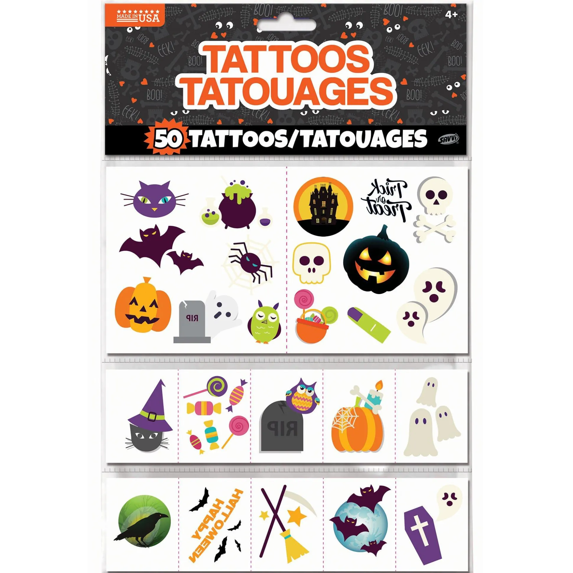 Cheap Friendly Halloween Temporary Tattoos, 50Pc Makeup