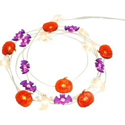 Party City Ghost, Bat & Pumpkin Halloween Led Plastic String Lights, 20 Bulbs, 6.3Ft| Strobe Lights & Black Lights