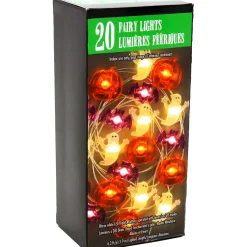 Party City Ghost, Bat & Pumpkin Halloween Led Plastic String Lights, 20 Bulbs, 6.3Ft| Strobe Lights & Black Lights