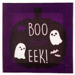 Party City Ghost Boo Eek Halloween Wood & Canvas Sign, 5In X 5In| Window & Wall Décor