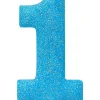 New Giant Glitter Blue Number 1 Birthday Candle Baking Supplies