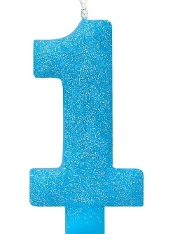 New Giant Glitter Blue Number 1 Birthday Candle Baking Supplies