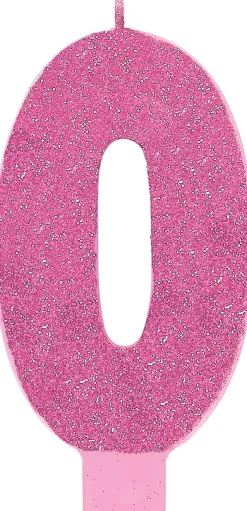 Outlet Giant Glitter Pink Number 0 Birthday Candle Baking Supplies