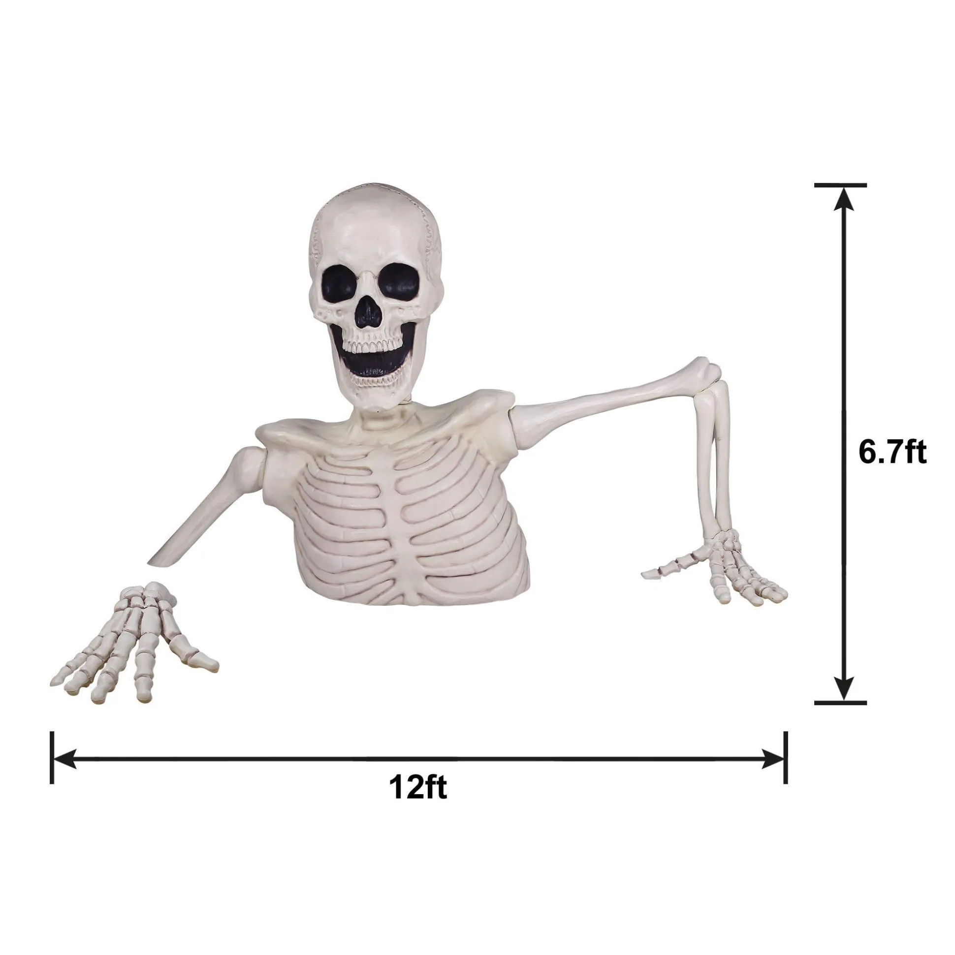 Party City Giant Rattles The Groundbreaking Skeleton Plastic Yard Decorating Kit, 8Pc| Skeletons