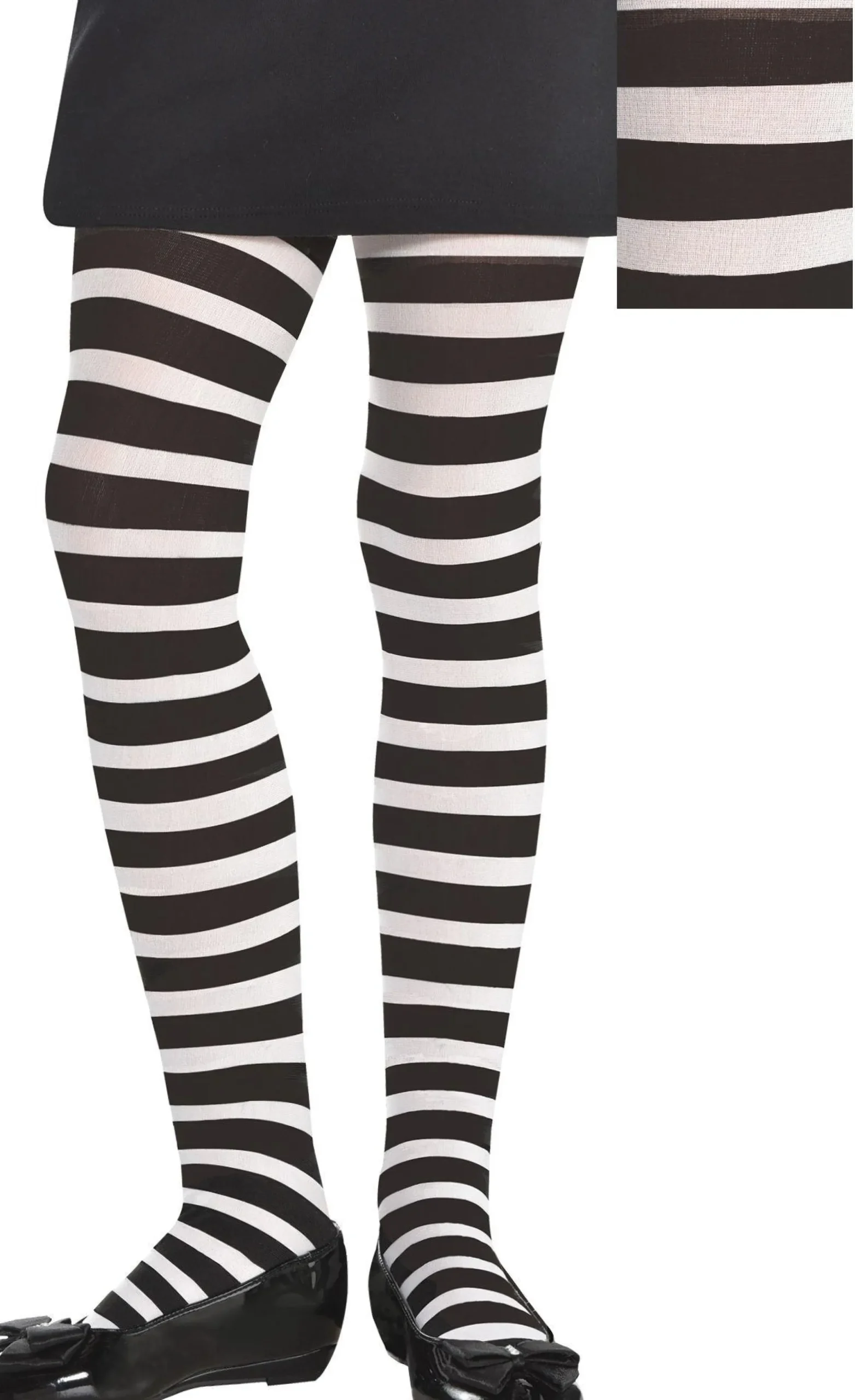 Cheap Girls Black & White Striped Tights Tights