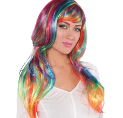 Clearance Glamorous Long Rainbow Wig Wigs