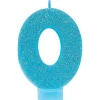 Sale Glitter Caribbean Blue Number 0 Birthday Candle Baking Supplies