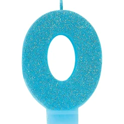 Sale Glitter Caribbean Blue Number 0 Birthday Candle Baking Supplies