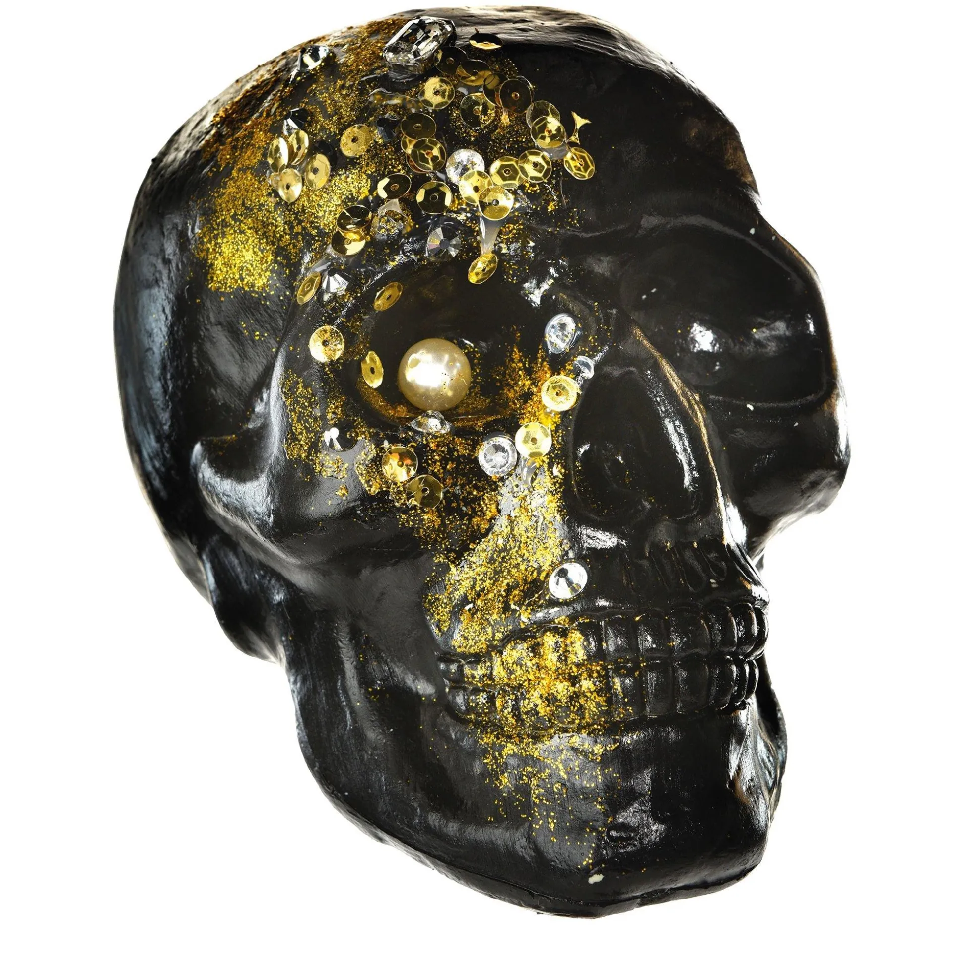 Party City Glitter Glam Boneyard Jeweled Skull Plastic Decoration, 6.5In X 8.75In| Skeletons