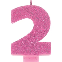 Flash Sale Glitter Pink Number 2 Birthday Candle Baking Supplies