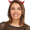 Fashion Glitter Red Devil Horn Hairclips, 2Pc Headbands, Tails