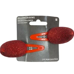 Fashion Glitter Red Devil Horn Hairclips, 2Pc Headbands, Tails
