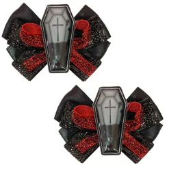 Online Glitter Shaker Coffin Hair Bows, 2Ct Headbands, Tails