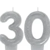 Shop Glitter Silver Number 30 Birthday Candles 2Ct Baking Supplies