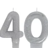 Clearance Glitter Silver Number 40 Birthday Candles 2Ct Baking Supplies