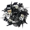 Party City Glitter Skull & Spider Foam & Fabric Wreath, 22In| Door Décor & Signs