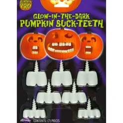 Party City Glow-In-The-Dark Pumpkin Buck Teeth 7Pc| Pumpkin Carving Kits