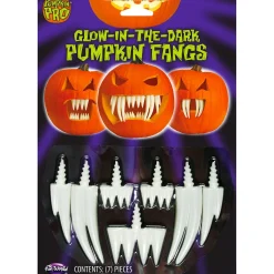 Party City Glow-In-The-Dark Pumpkin Fang Teeth 7Pc| Pumpkin Carving Kits