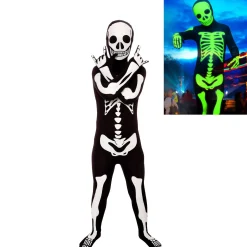 Party City Glow-In-The-Dark Skeleton Morphsuit Costume For Kids|Boy Scary