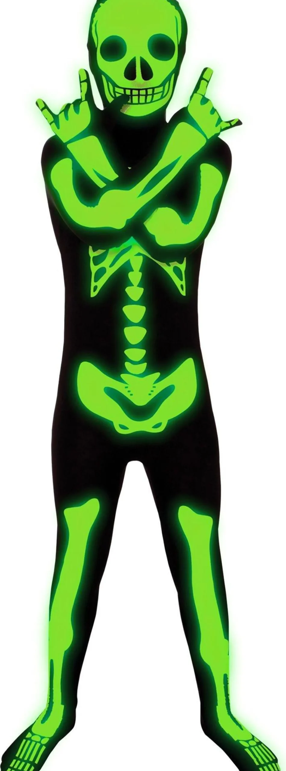 Party City Glow-In-The-Dark Skeleton Morphsuit Costume For Kids|Boy Scary