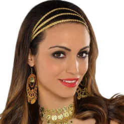 New Gold Goddess Braids Headband Headbands, Tails