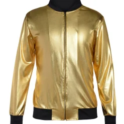 New Gold Hip Hop Track Jacket Men Decades
