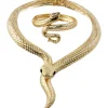 Clearance Gold Medusa Snake Jewelry Set, 2Pc Jewelry