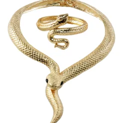 Clearance Gold Medusa Snake Jewelry Set, 2Pc Jewelry