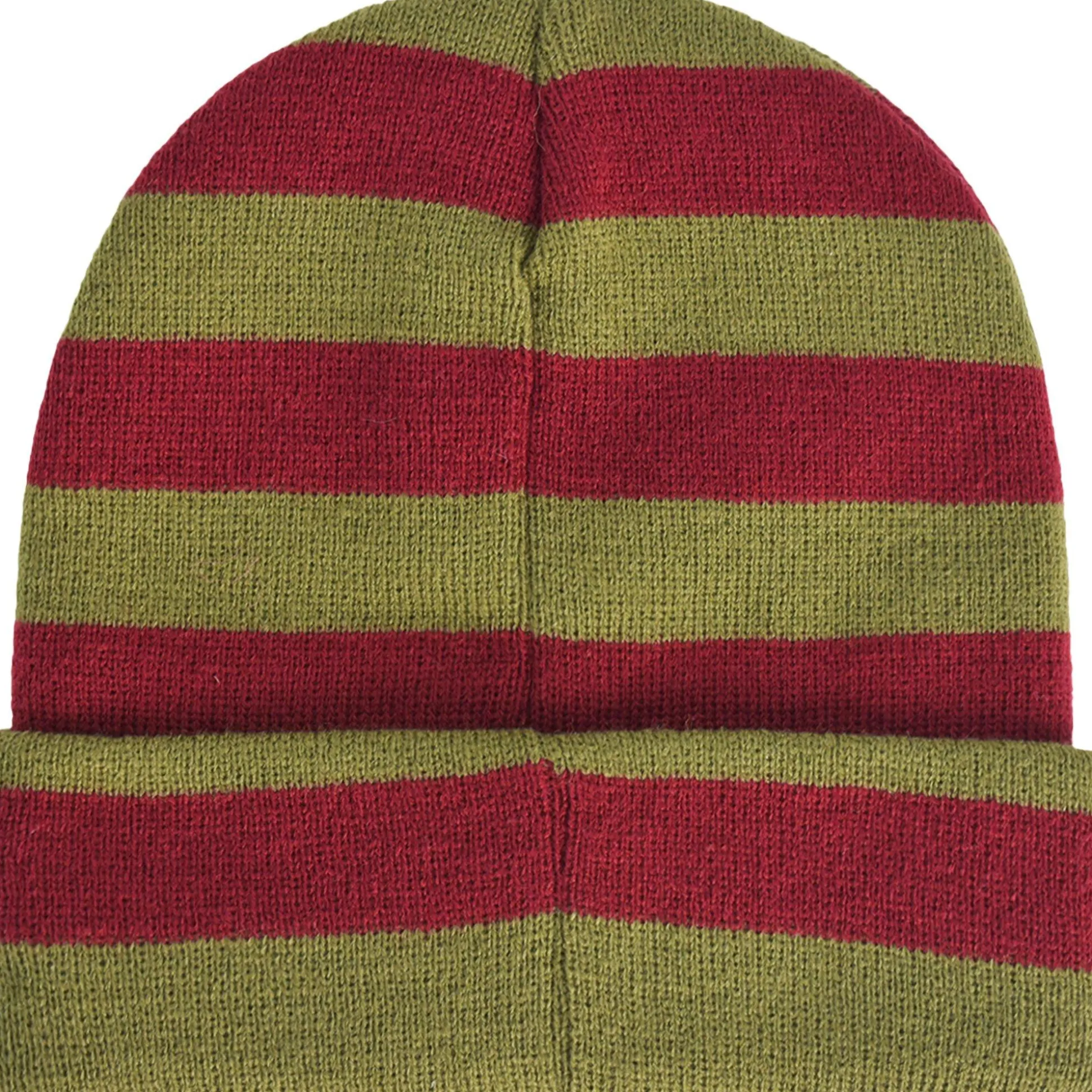 Online Green & Red Embroidered Freddy Krueger Glove Striped Acrylic Knit Beanie - A Nightmare On Elm Street Hats
