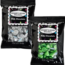 Fashion Green & Silver Team Colors Hershey's Kisses, 32Oz - Milk Chocolate Candy Buffet By Color