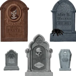 Party City Halloween Tombstone Set, 5Pc| Tombstones & Fencing