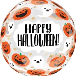 Party City Happy Halloween Fun & Spooky Pumpkins & Ghosts Plastic Balloon, 18In - Clearz| Balloons