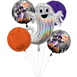Party City Haunted House Halloween Foil & Plastic Balloon Bouquet, 7Pc| Balloons