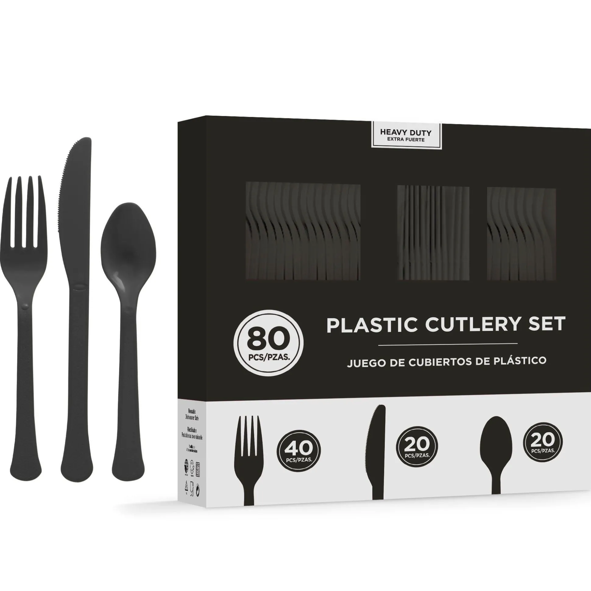 Party City Heavy-Duty Plastic Cutlery Set For 20 Guests, 80Ct| Wicked Haunting
