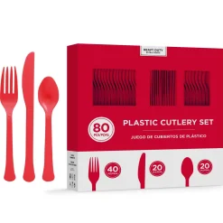 Party City Heavy-Duty Plastic Cutlery Set For 20 Guests, 80Ct| Get Axed