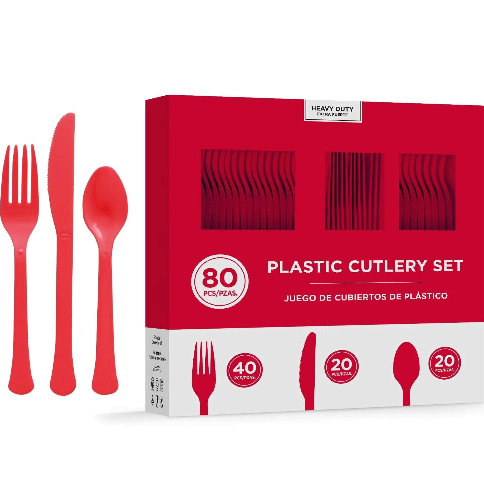 Party City Heavy-Duty Plastic Cutlery Set For 20 Guests, 80Ct| Get Axed