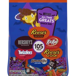 Hershey's All Time Greats Snack Size Halloween Mix, 50.59Oz, 105Pc| Trunk Or Treat