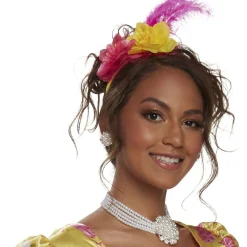 Clearance High Society Bright Pink & Yellow Fabric & Plastic Floral Headband Headbands, Tails